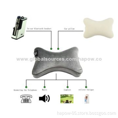Bluetooth headphones car kit pillow with handsfree, speaker and cigarette lighter